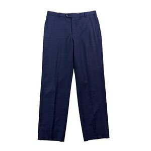 Hickey Freeman 34x32 Navy Blue‎ Check Dress Suit Pants Trousers All Season Wool